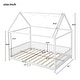 preview thumbnail 3 of 10, Wood Full Size House Bed with Guardrail and LED Light, White