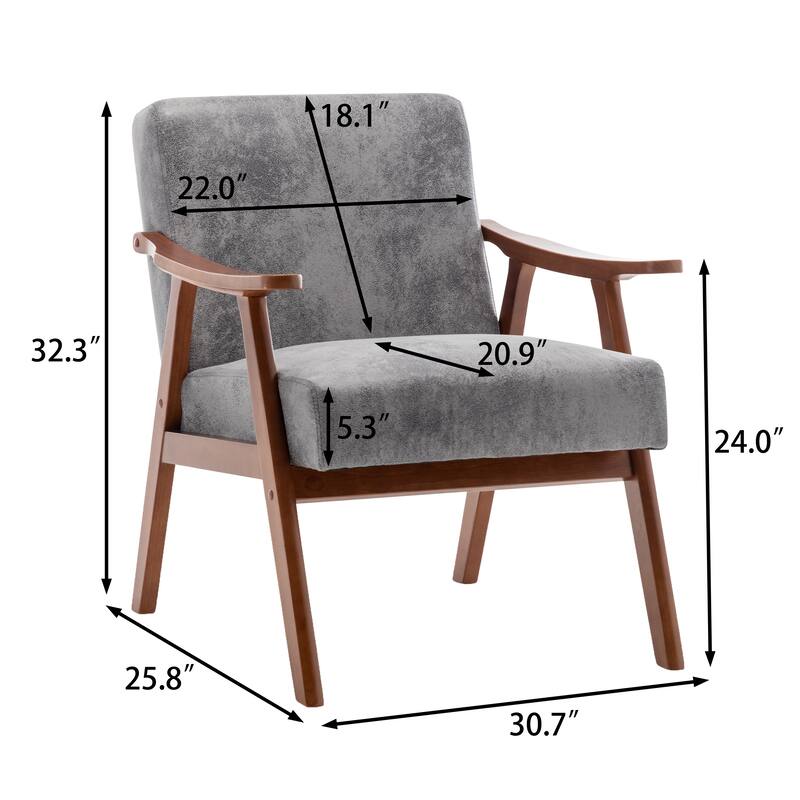 Mid-Century Modern Accent Chair with Solid Wood Frame, Set of 1