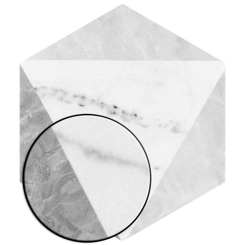 Merola Tile Classico Carrara Hexagon Peak 7" x 8" Porcelain Floor and Wall Tile