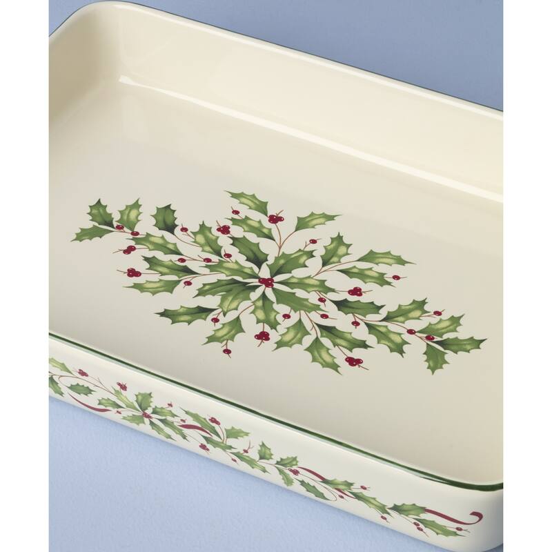 Lenox Holiday Rectangular Baking Dish, Large - 9.5"L x 15.5"W x 2.5"H; 3 Quarts