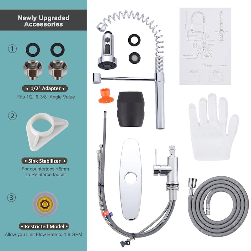 WOWOW Commercial Pull Out Sprayer Kitchen Faucet
