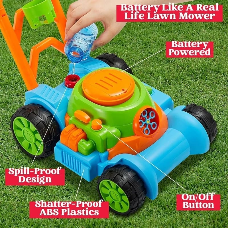 Joyfy Bubble Lawn Mower Bubble Machine, Blue - 7 x 10 x 13