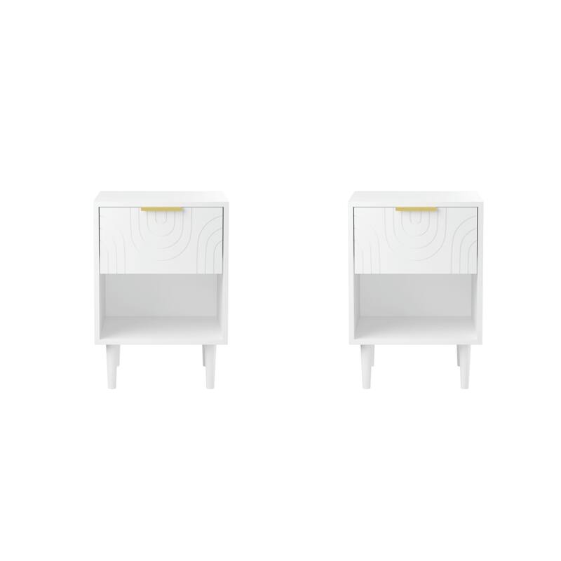 22.83'' H Modern White Nightstand with One Drawer - Set of 2