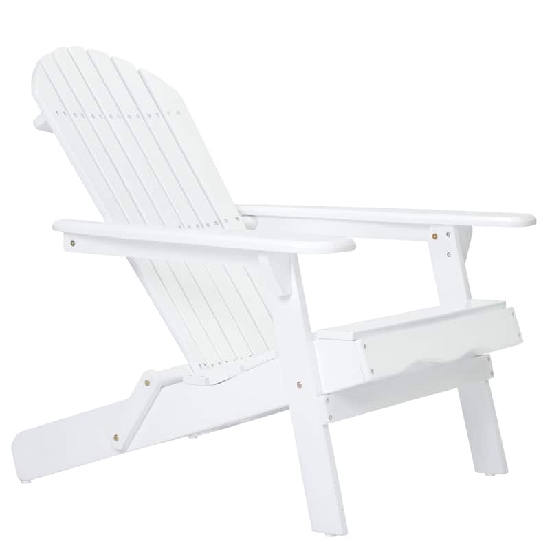 Adirondack Chair Folding Patio Seating with Slatted Backrest, Leisure Chair White Reading Chair Leisure Chair