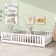 preview thumbnail 24 of 78, Twin/Full/Queen Size Floor Bed with Safety Guardrails, Toddler Floor Bed for Girls and Boys White - Full