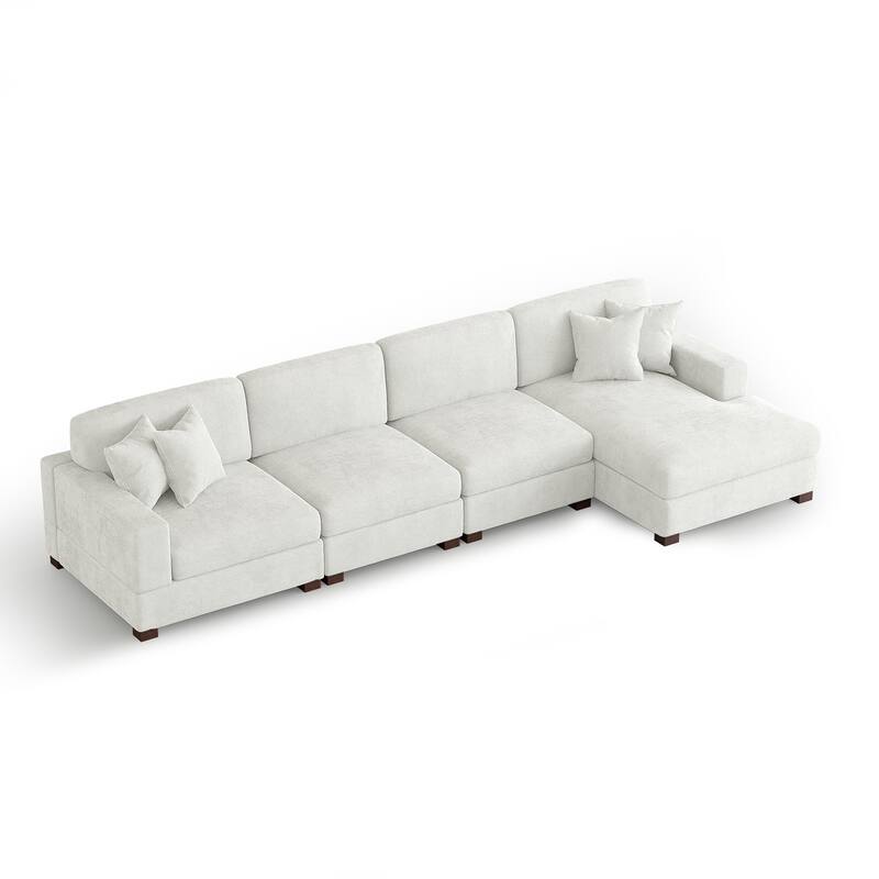Oversized Modern Chenille L-shape Modular Sectional Sofa with Chaise