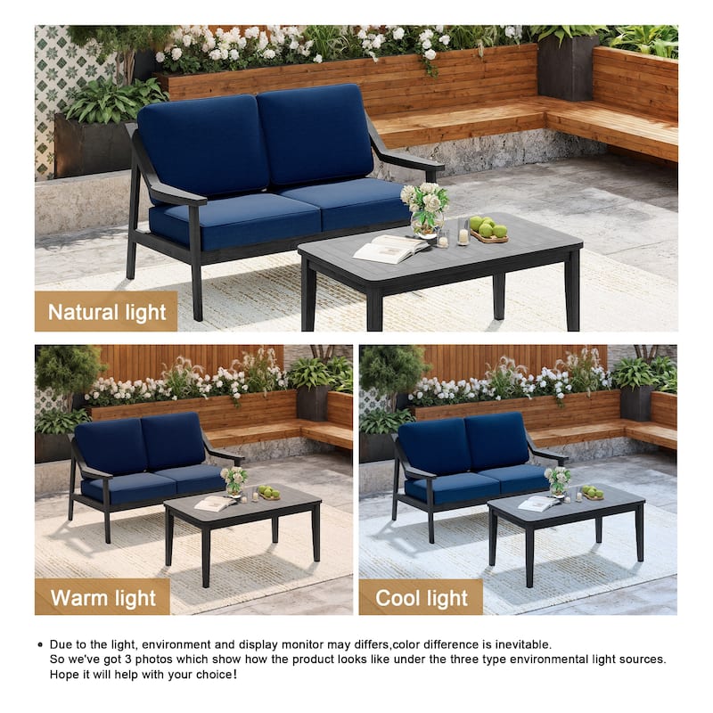 Outdoor Patio Wood Bistro Set/Loveseat Set