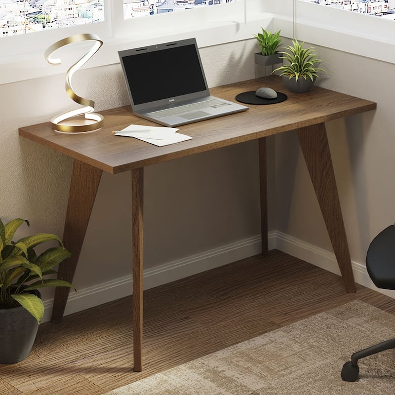 Madesa Modern Office Desk 47 Inch Computer Home Table Utility Study Workstation Sleek Wooden Unit 47 Inch - Brown