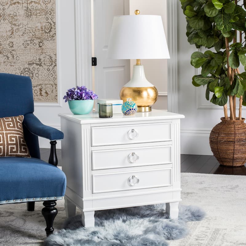 SAFAVIEH Georgeann White 3-Drawer Nightstand - White