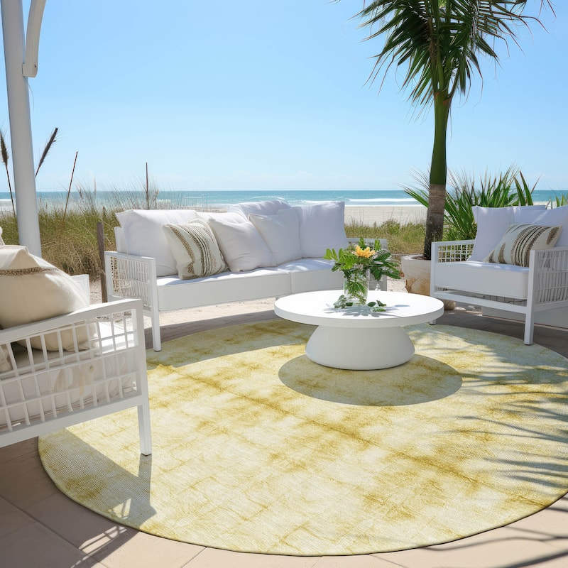 Machine Washable Indoor/ Outdoor Chantille Boho Ombre Rug - Wheat - 8' x 8'