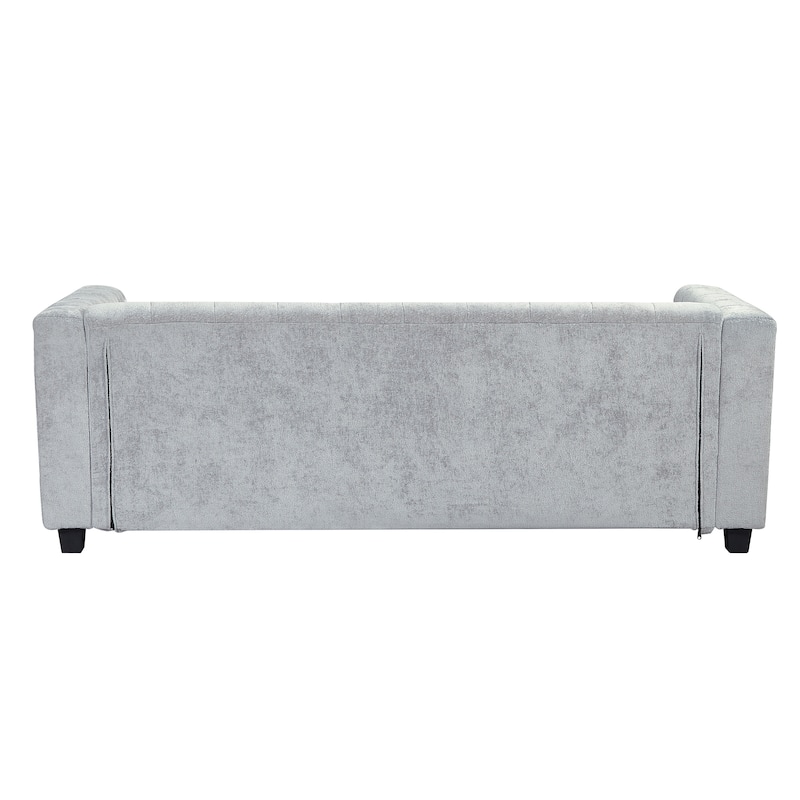 78.7" Chenille Upholstered 3-seater Sofa with Plastic Legs and 2 Pillows for Living Room