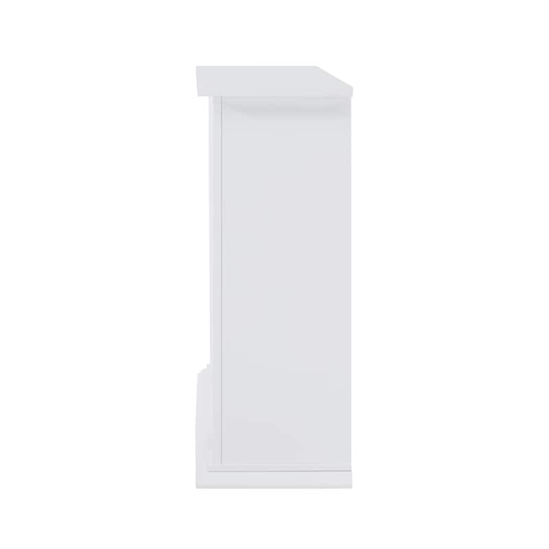 SEI Furniture Heidi Contemporary Electric Fireplace with Chevron Design White Marble Mantel