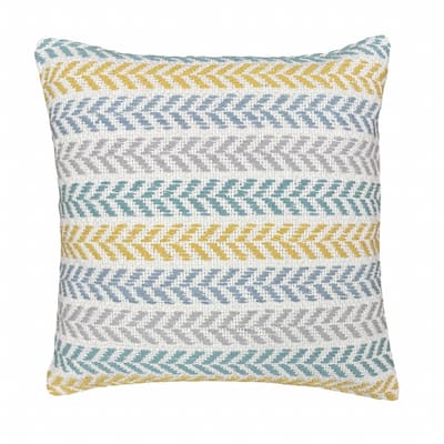HomeRoots 18" X 18" Yellow And Teal 100% Cotton Striped Zippered Pillow