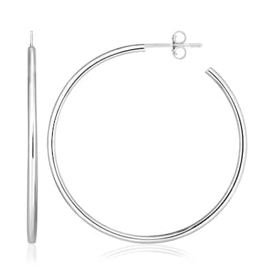 Sterling Silver Rounded Polished Hoop Earrings