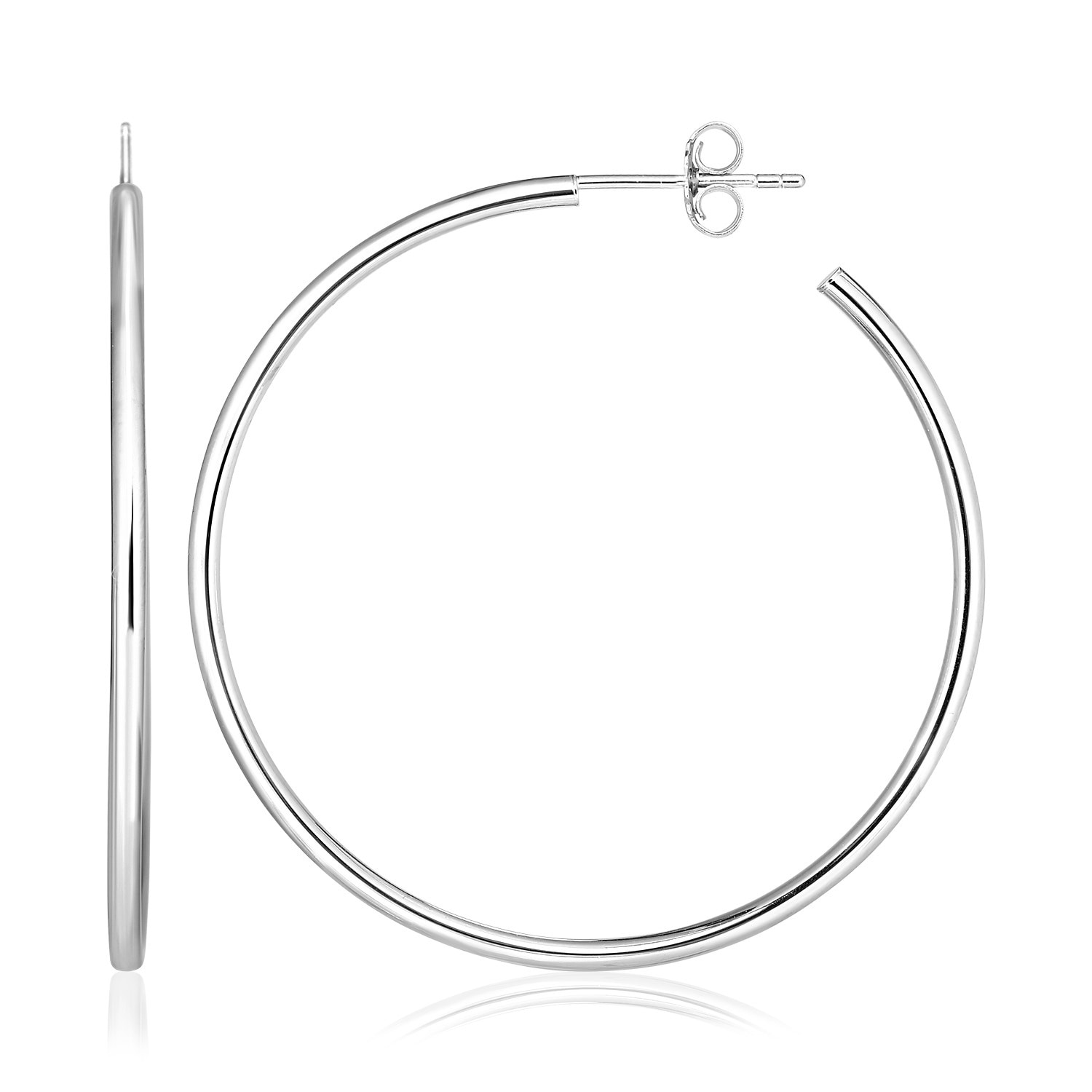 MayaMila Sterling Silver Rounded Polished Hoop Earrings
