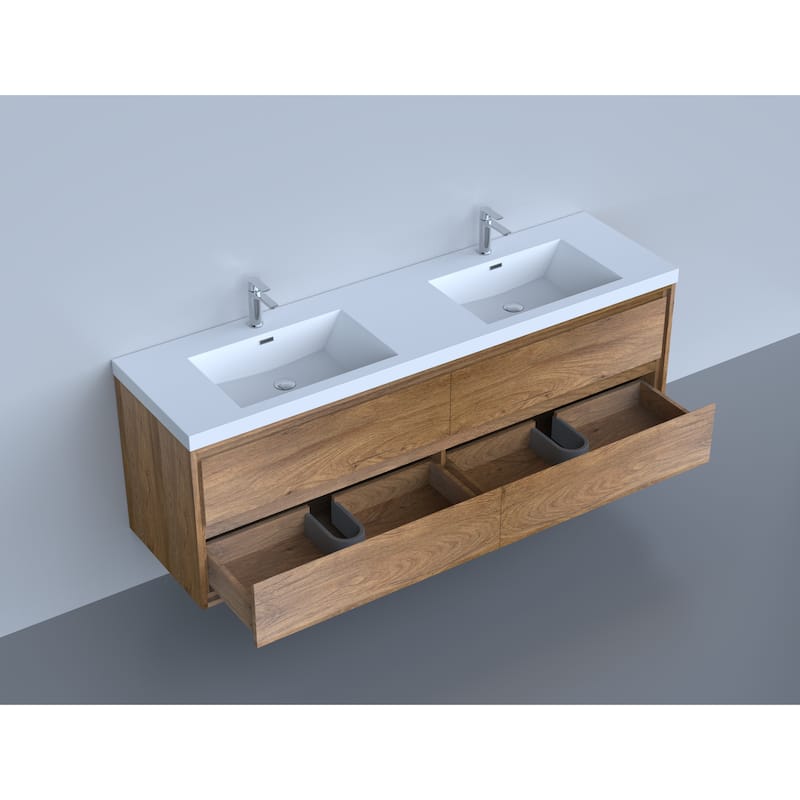 Sage 72" wall mounted bathroom vanity with double basin acrylic top