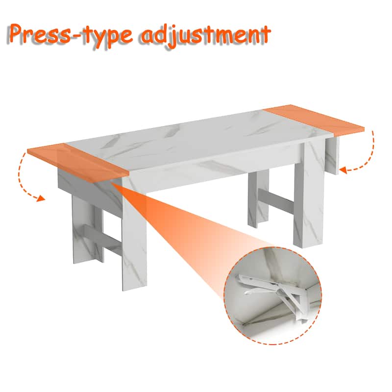 Modern Expandable Coffee Table with Foldable Sides Minimalist Wood Design for Living Room or Bedroom