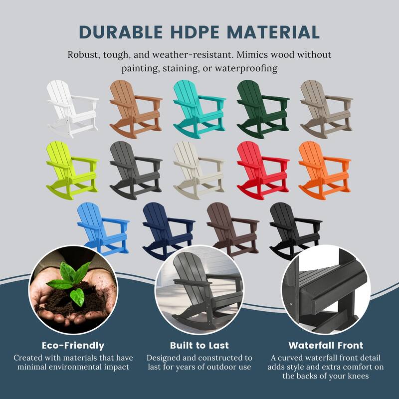 Laguna Hdpe All Weather Outdoor Patio Rocking Chairs With Side Table (3-Piece Set)