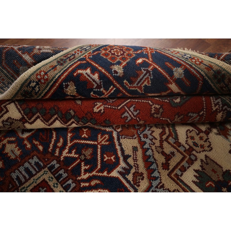 Geometric Heriz Serapi Oriental Area Rug Hand-Knotted Wool Carpet - 7'11"x 9'6"