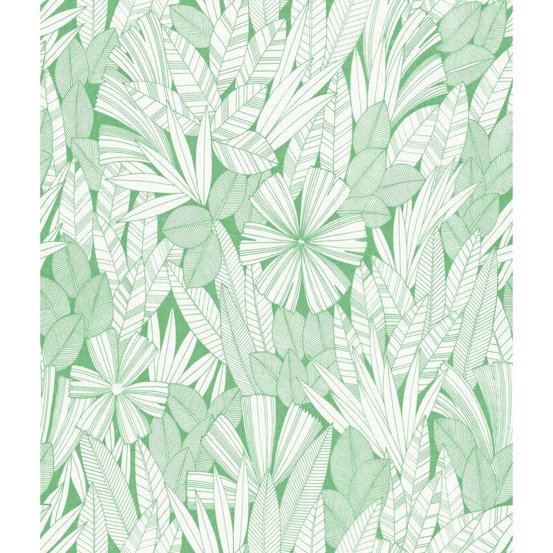 A-Street Prints Bannon Green Leaves Wallpaper