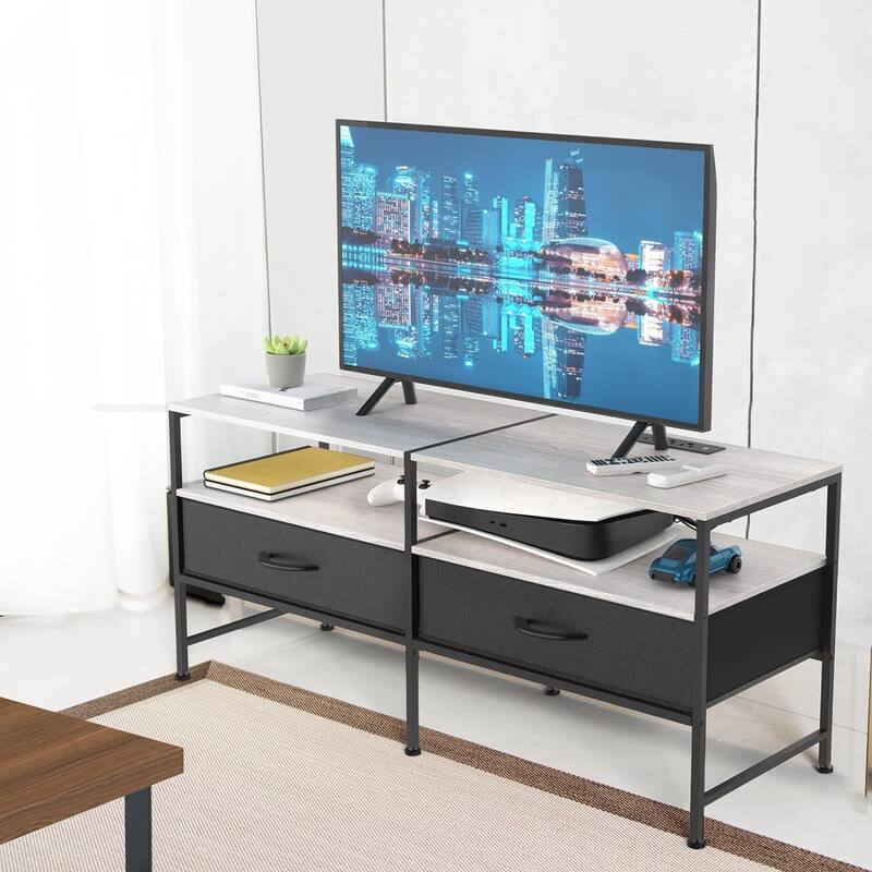 TV Stand with Power Outlet - Grey