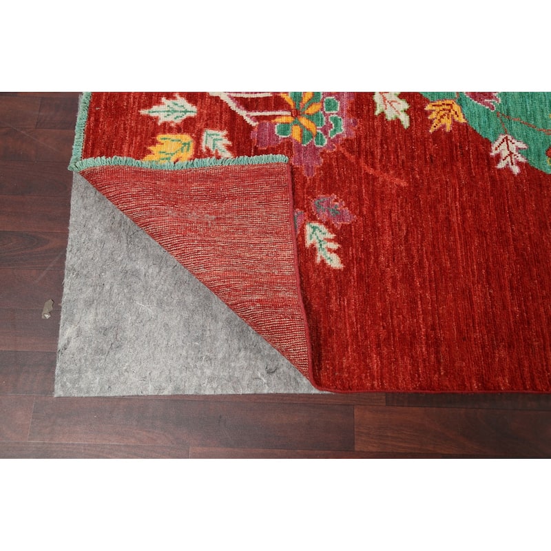 Vegetable Dye Animal Pictorial Art Deco Area Rug Handmade Wool Carpet - 10'3" x 13'7"