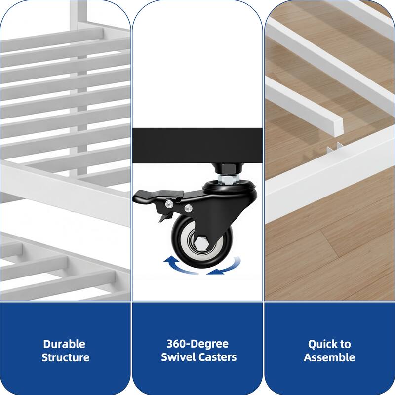 Moasis Twin Daybed with Pull Out Trundle, Metal Trundle Bed