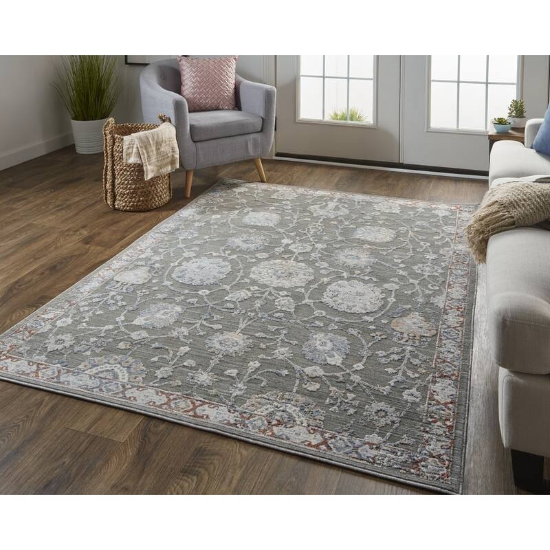 Vayav Power Loomed Floral Area Rug By HomeRoots