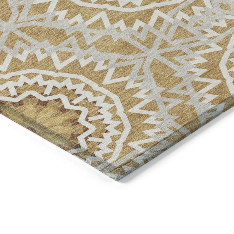 HomeRoots Floral Medallion Transitional Rectangle Outdoor Rug