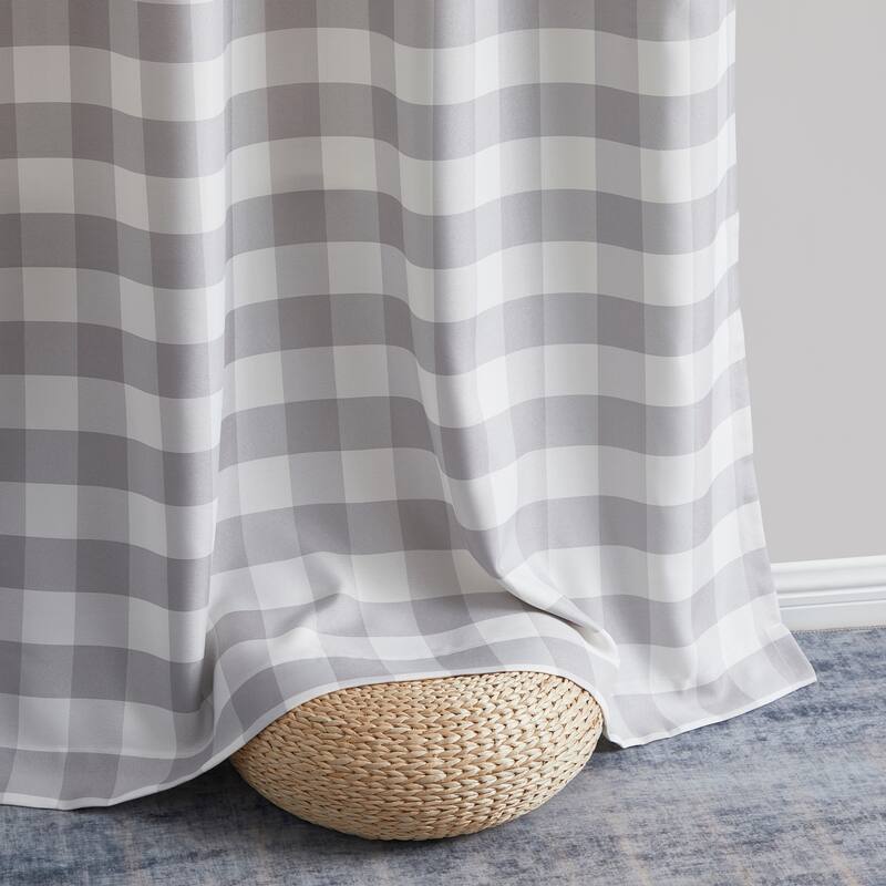 HLC.me Hilltop Buffalo Textured Light Filtering Grommet Lightweight Window Curtains Bedroom & Living Room, 2 Panels