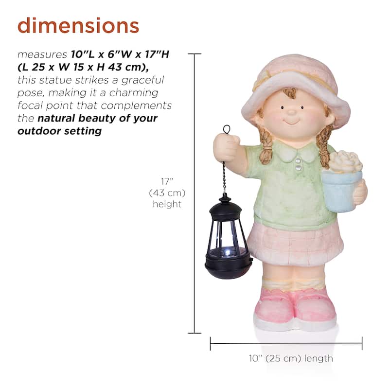 Solar Girl Statue Holding Lantern with LED Light
