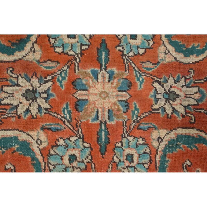Hand Knotted Oriental 100% Wool Carpet Traditional All-Over Oranges & Rust Tabriz Area Rug - 3' 8'' X 3' 2''