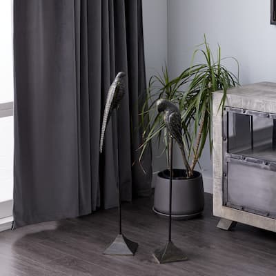 Black Aluminum Metal Bird Decorative Sculpture (Set of 2) - S/2 29", 35"H