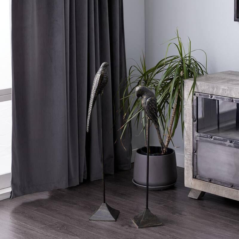 Black Aluminum Metal Bird Decorative Sculpture (Set of 2) - S/2 29", 35"H