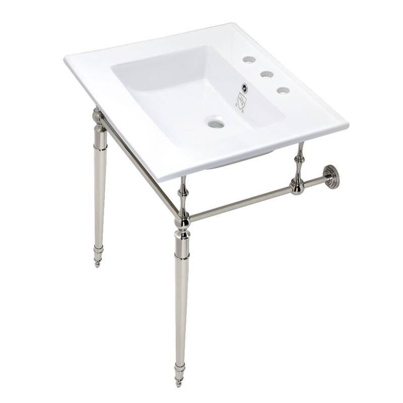 Kingston Brass Edwardian 25" Wide Console Sink Set - White / Polished Nickel