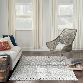 New Concept Washables Grey/Ivory Flat Woven Moroccan Indoor Area Rug