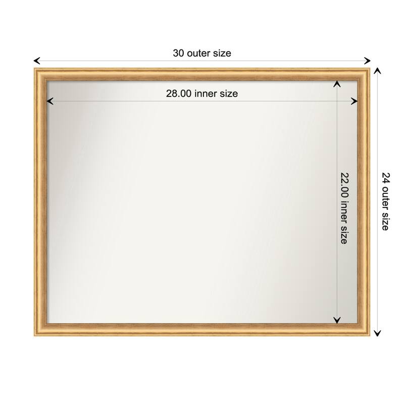 Salon Scoop Non-Beveled Wood Framed Wall Mirror - Salon Scoop Gold - Glass Size 28x22