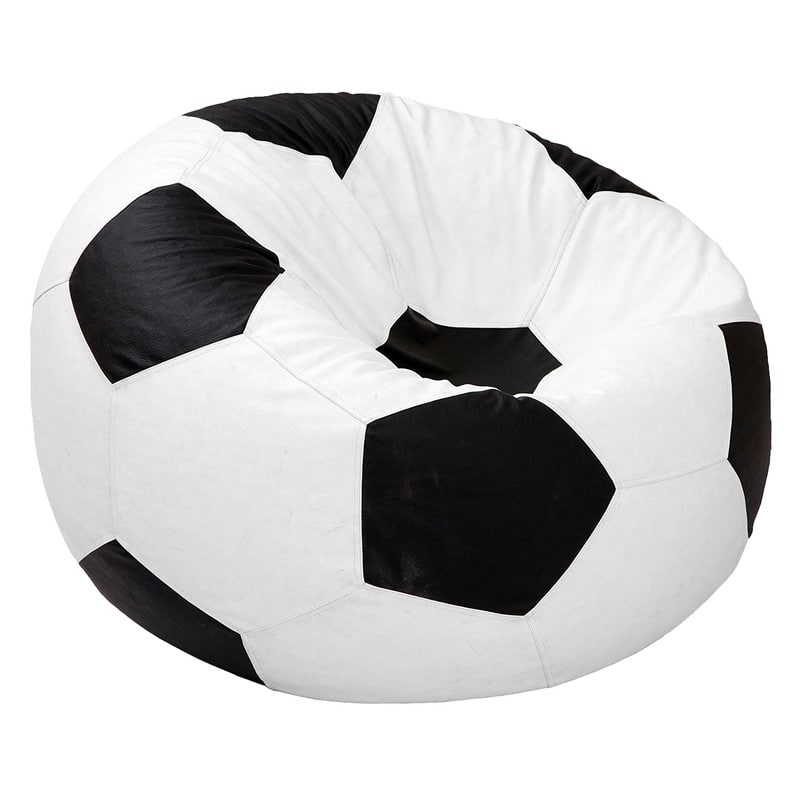 Leatherette Bean Bag Cover Without Filler, Ideal for Children and Teenagers by Ample Decor - WHITE-BLACK