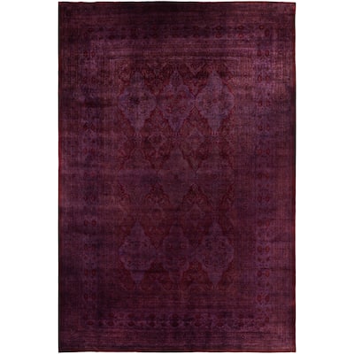 Overdyed One-of-a-Kind Hand-Knotted Area Rug - Purple - 12' 2" x 17' 10"