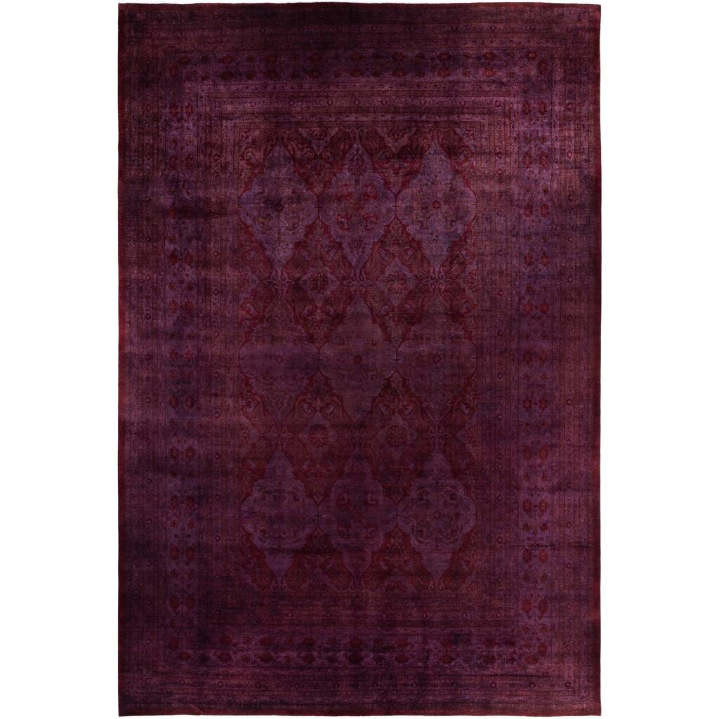 Overdyed One-of-a-Kind Hand-Knotted Area Rug - Purple - 12' 2" x 17' 10"