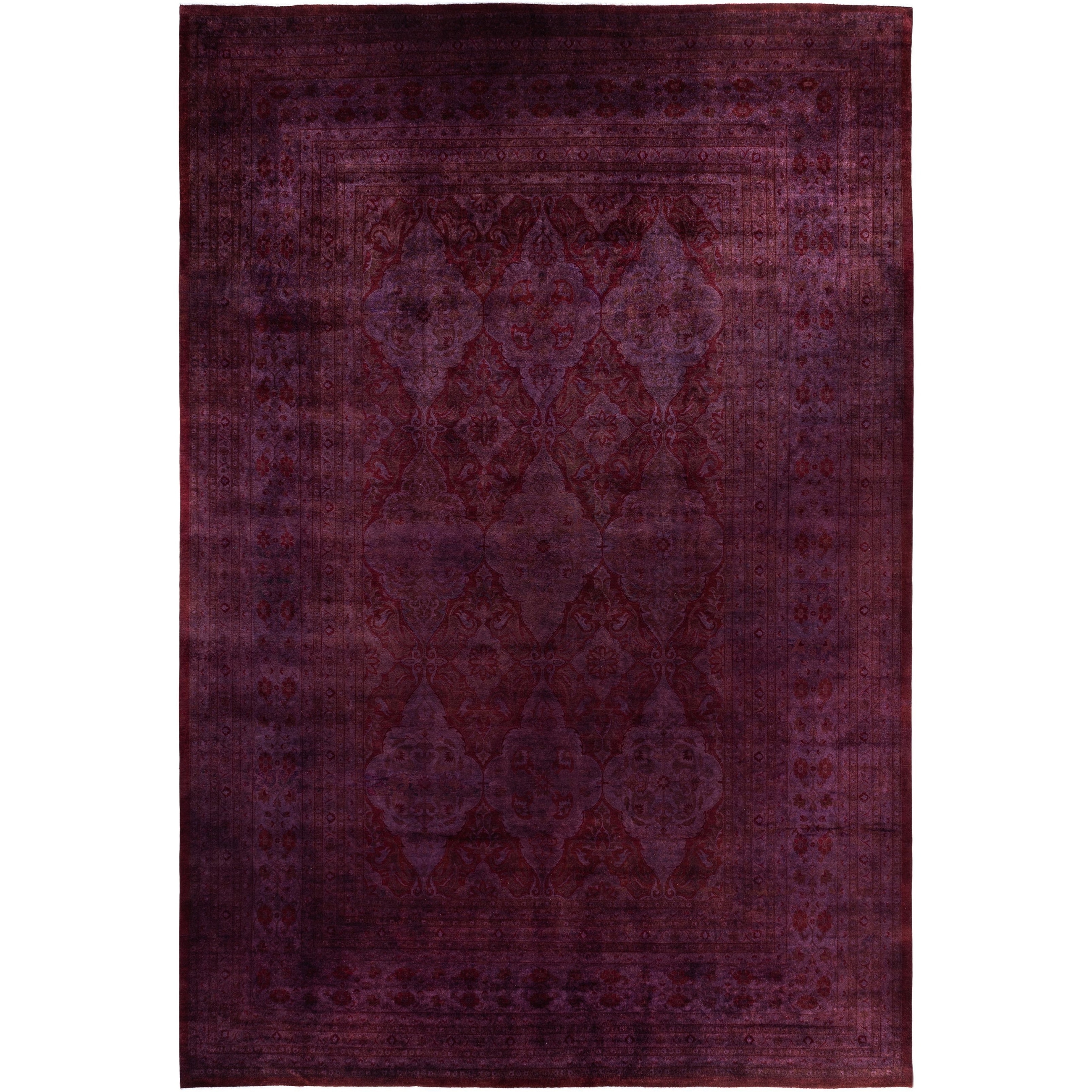 Overdyed One-of-a-Kind Hand-Knotted Area Rug - Purple - 12' 2" x 17' 10"