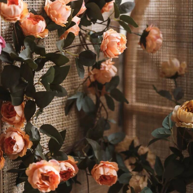 RusticReach Artificial Small Peony Flower Vine 65" Long