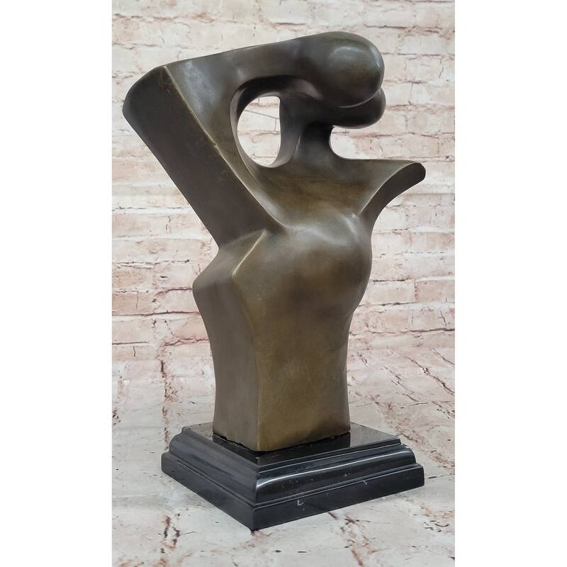 Abstract Female Form Statue – Modern Bronze Sculpture On Base