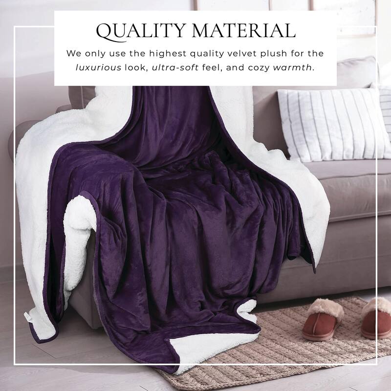 Linery & Co. Velvet Plush Reversible Sherpa Bed Blanket