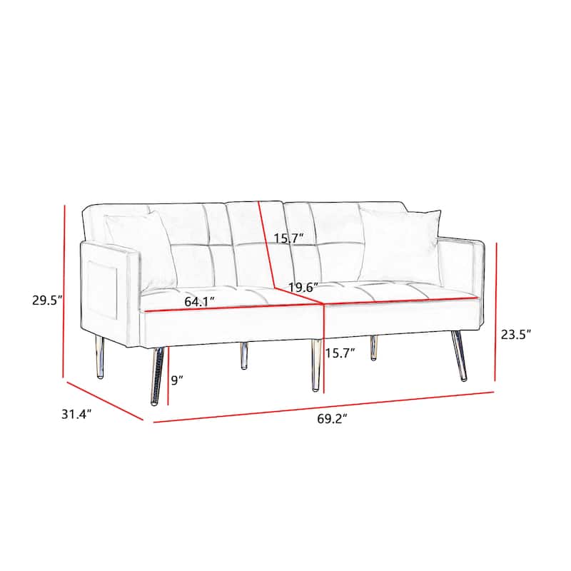 Adjustable Velvet Material, Elegant and Simple Futon Sofa Bed