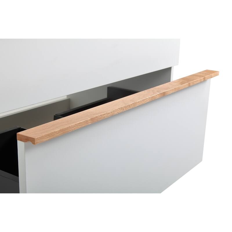 24 Inch Floating Modern Bathroom Vanity with Integrated Acrylic Sink, 2 Soft-Close Drawers and Pre-Assembled Design