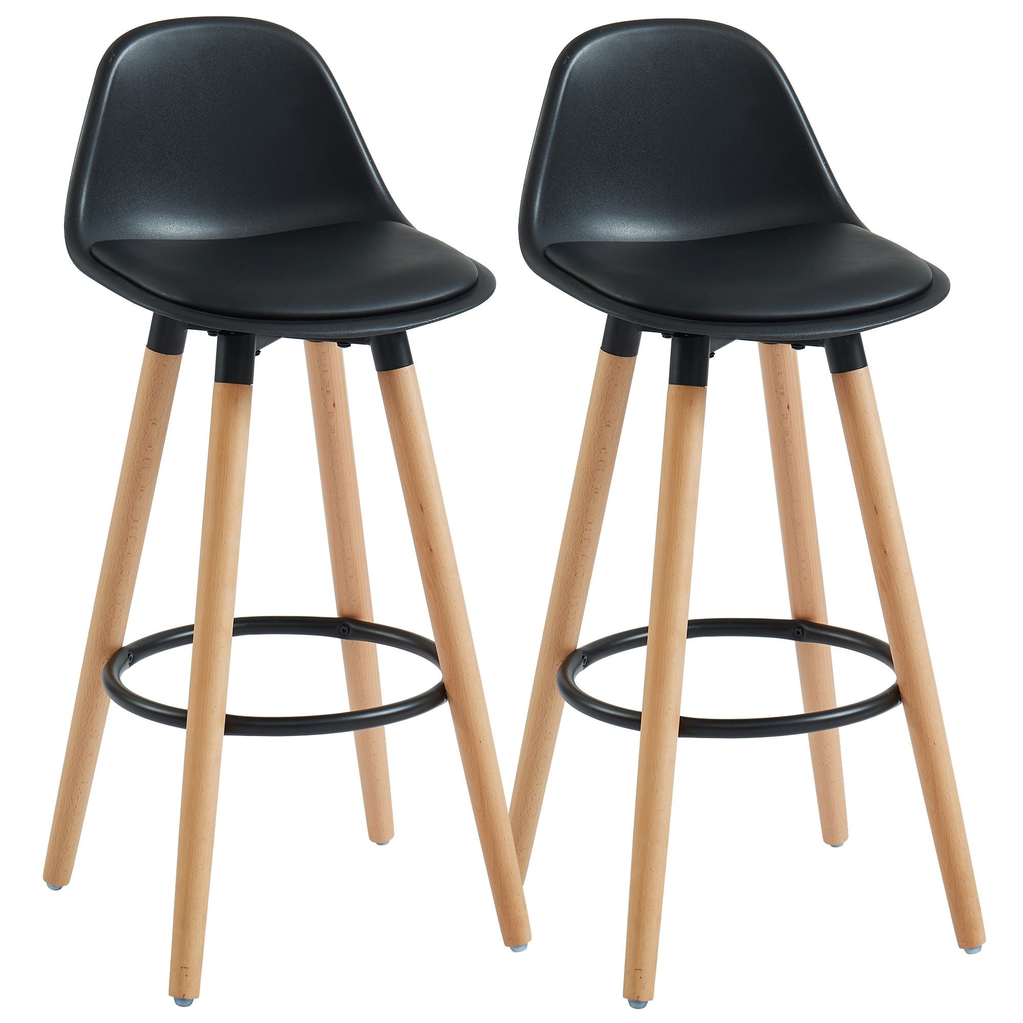 Contemporary Home Living Set of 2 Black and Brown Contemporary Counter Stools 34.75 inch