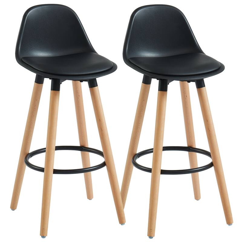 Set of 2 Black and Brown Contemporary Counter Stools 34.75"