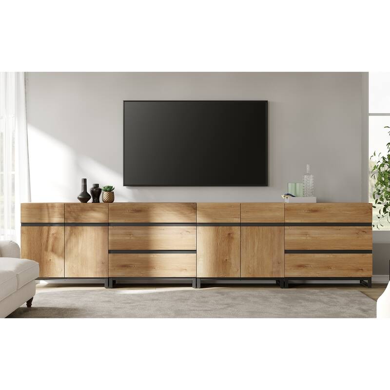 Modern TV Stand for TVs up to 120 Inches, 4-in-1 Media Console with Adjustable Shelves and 6 Drawers, TV Cabine