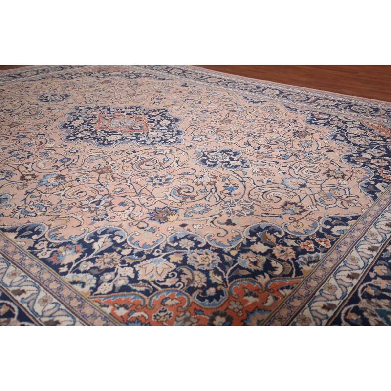 Traditional Mashad Persian Vintage Area Rug Hand-Knotted Wool Carpet - 8'4"x 11'2"